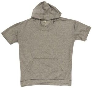 Light Grey Short Sleeve Lightweight Hoodie with Kangaroo Front Pocket XL